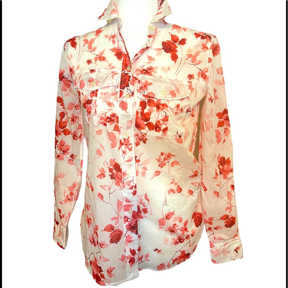 LAUREN RALPH LAUREN - Floral Pink Button Down Blouse. Size PXS - Picture 2 of 13